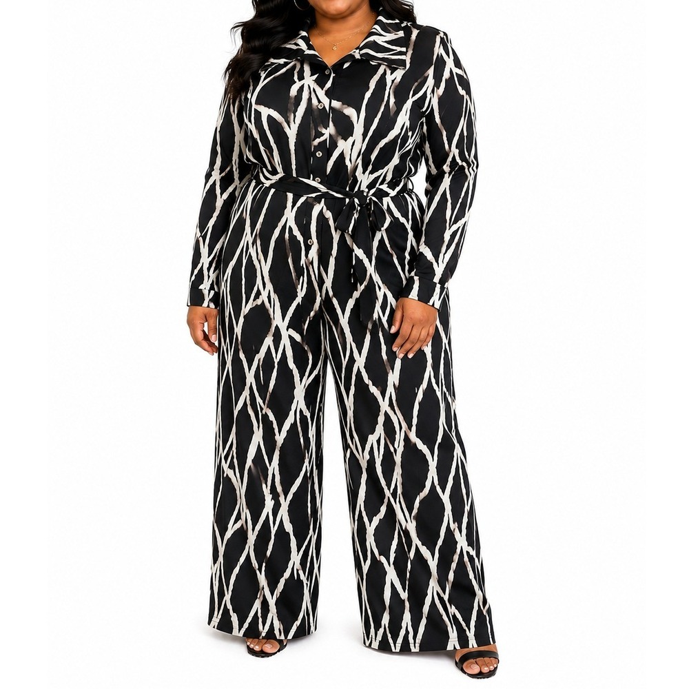 Necole Marri The Curve Los Angeles 2pc Set Black White Print 3X
